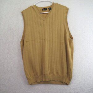 Izod Vest Mens Size Large Beige Knit Sweater V Neck Preppy Golf Sleeveless
